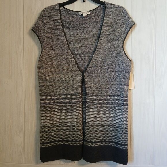 Coldwater Creek Women's Misses Size M Gray Ombre Blanket Striped Vest - Picture 1 of 10